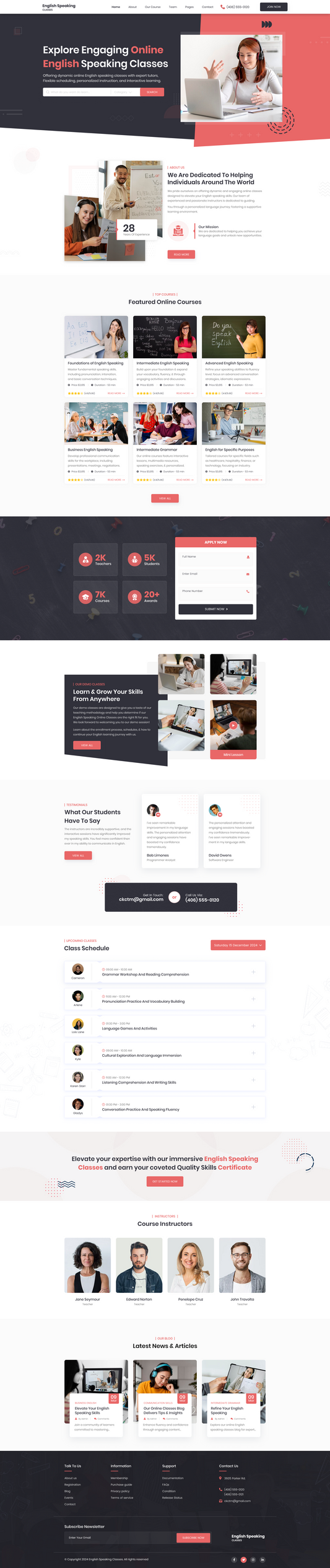 Spoken English Classes WordPress Theme