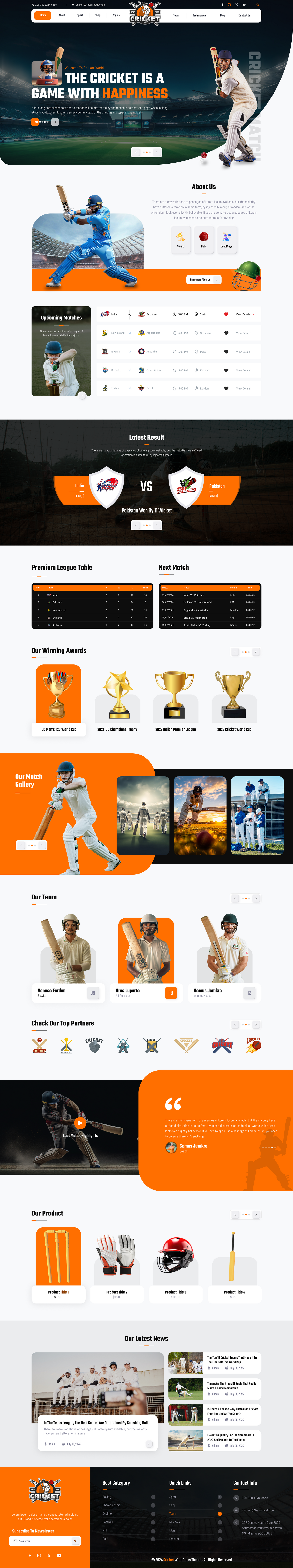 Cricket Club WordPress Theme