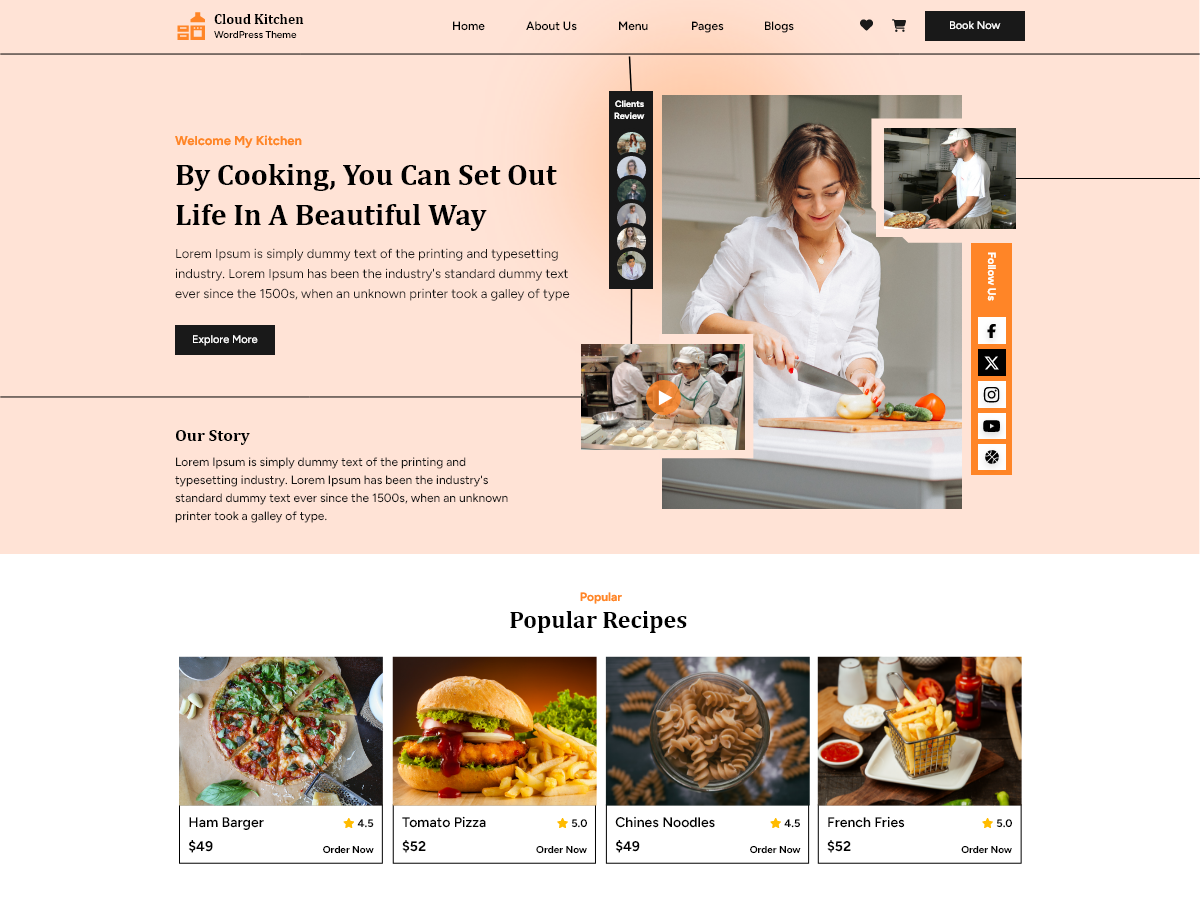 Free Cloud Kitchen WordPress Theme