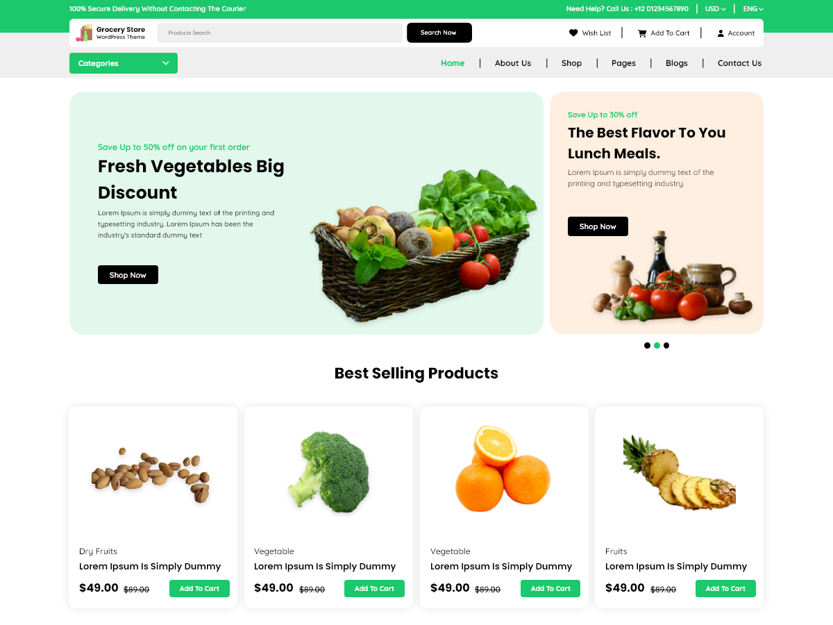 Free Grocery Store WordPress Theme